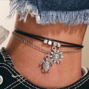 Ocean Dreams Sea Turtle and Sun Anklet